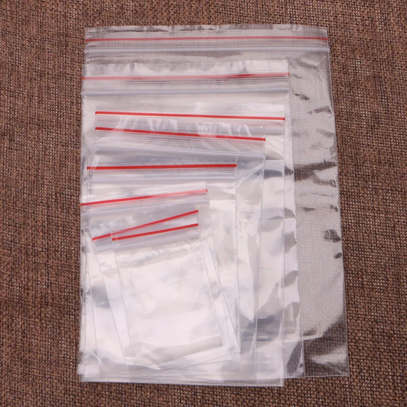 100 шт. прозрачные пластиковые многоразовые целлофановые пакеты для хранения