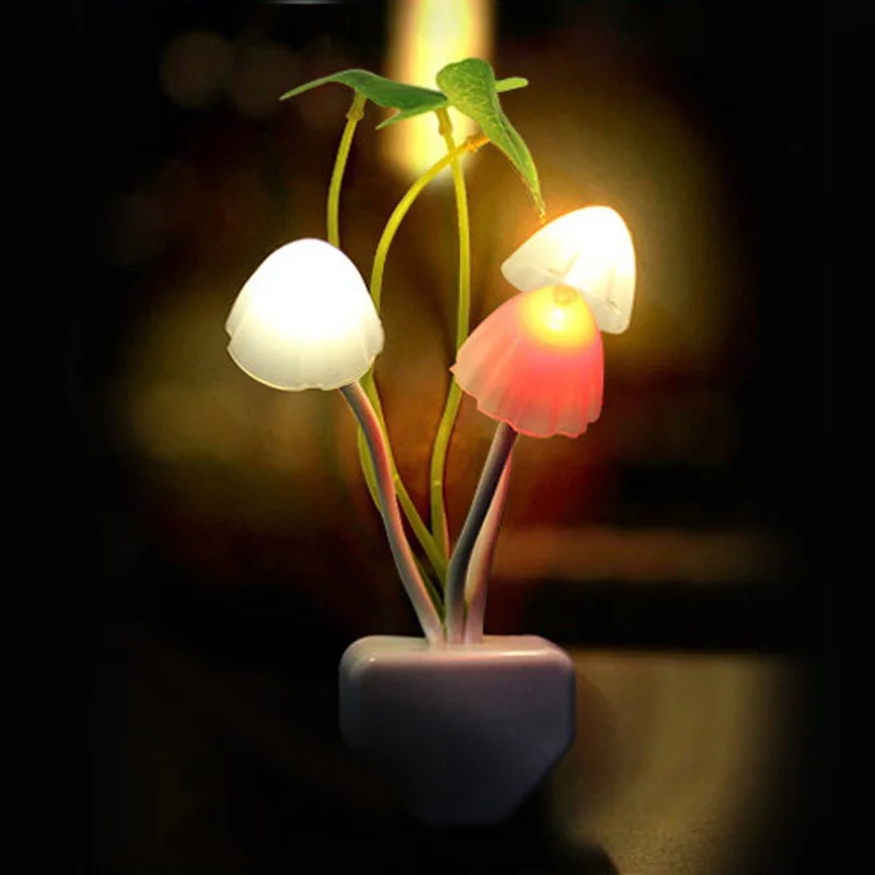 

Novelty Mushroom Fungus Night Light EU & US Plug Light Sensor AC110V-220V 3 LED Colorful Mushroom Lamp Led Night Lights for baby