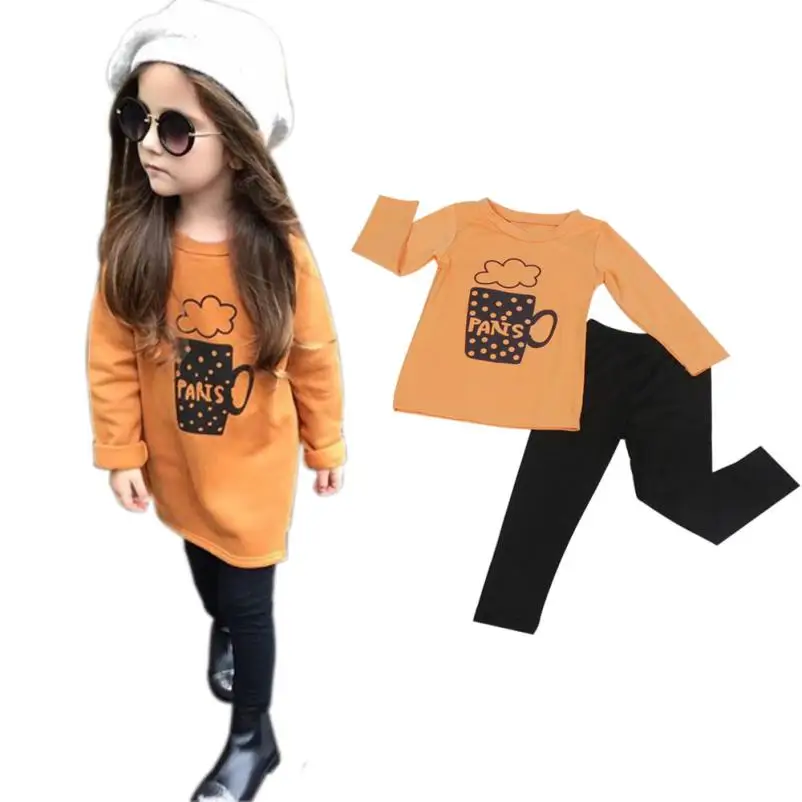 2017 комплект одежды Одежда для маленьких девочек одежда с принтом рубашка