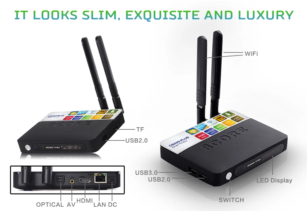 ТВ-приставка Android 8 1 CSA93 PLUS 2 4G + 5G WiFi Bluetooth 4 0 RAM 64G eMMC HDMI RK3328 четырехъядерный H.256 4k UCD