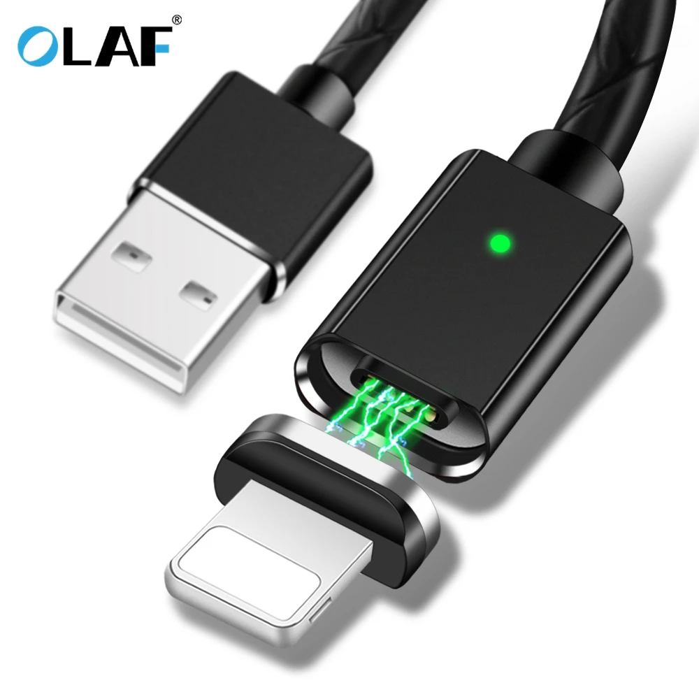 Магнитный кабель OLAF для iPhone X XS Max 8 7 Plus зарядный провод USB-кабель 6 6S светодиодный