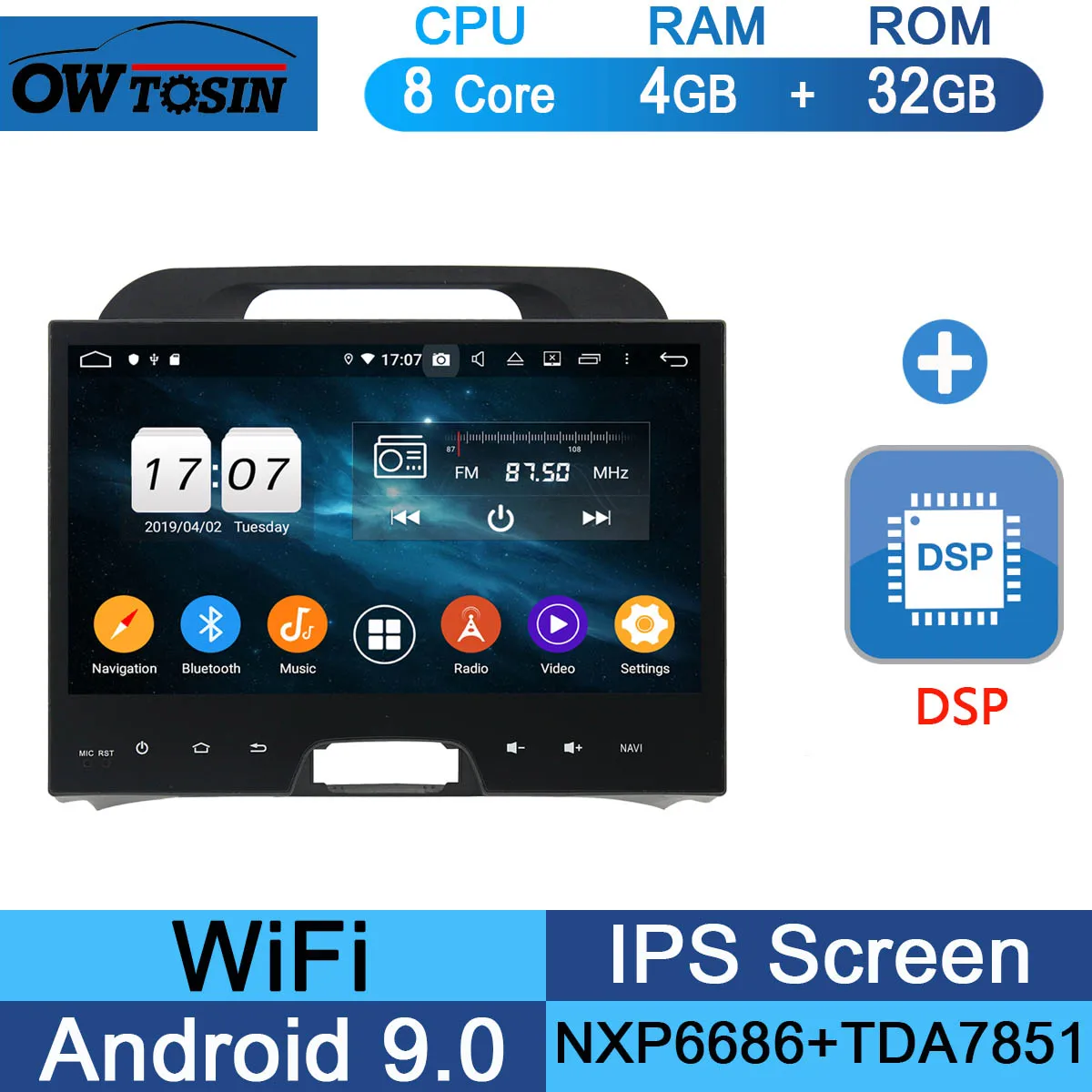 10," ips 8 Core 4G+ 64G Android 9,0 автомобильный dvd-радио GPS для Kia Sportage 2010 2011 2012 2013 DSP CarPlay Parrot BT - Цвет: 32G DSP