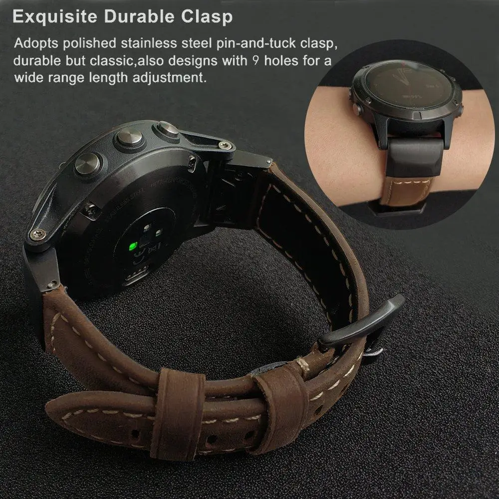 YOOSIDE Fenix 6 браслет 22 мм Quick Fit из натуральной кожи ремешок для часов Garmin Fenix 5/5 Plus/Forerunner 935/Instinct