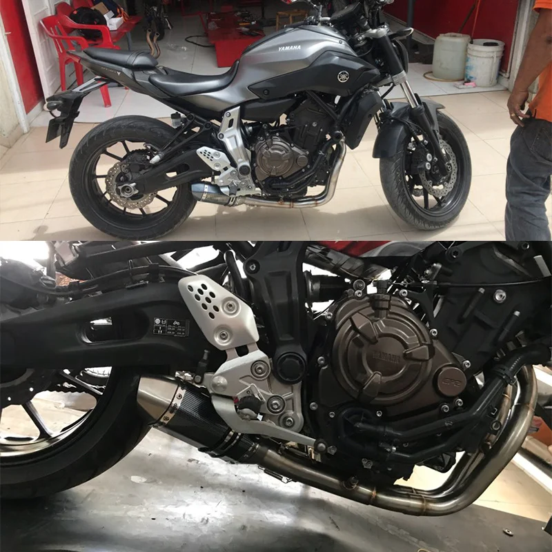 

MT07 FZ07 motorcycle Exhaust Full system For Yamaha MT-07 mt07 with akrapovic exhaust Muffler Stainless steel escape Link Pipe