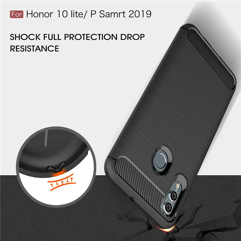 Чехол для телефона из углеродного волокна Huawei P Smart 2019 чехол мягкого ТПУ задняя