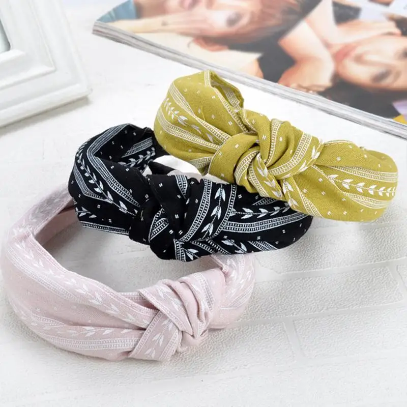 Женские тканевые аксессуары для волос широкий ободок макияжа с бантом повязка на