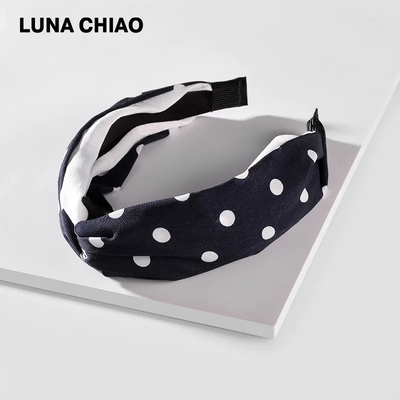 Женская широкая повязка на голову LUNA CHIAO летняя одежда для волос в горошек модные