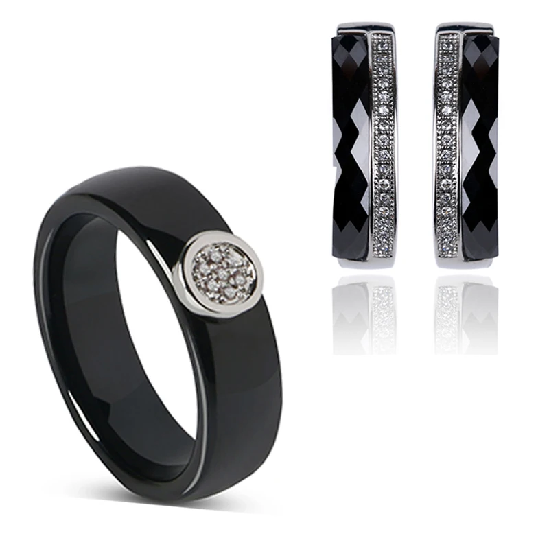 Роскошные серьги-гвоздики из керамики и наборы колец ювелирные изделия