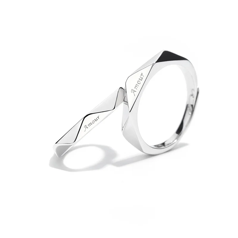 

Flyleaf 925 Sterling Silver Rings For Women Simple Diamond Couple Open Ring Men Femme Fine Jewelry Student Gift Loves' Wedding