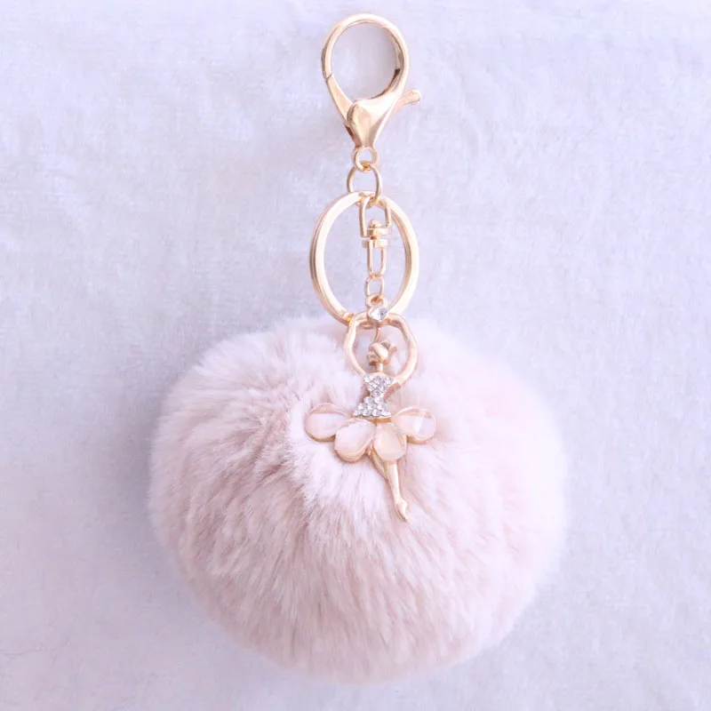 PINXIU Новый Кролик меховой шар брелок сумка кулон шарик плюшевый балетная цепочка