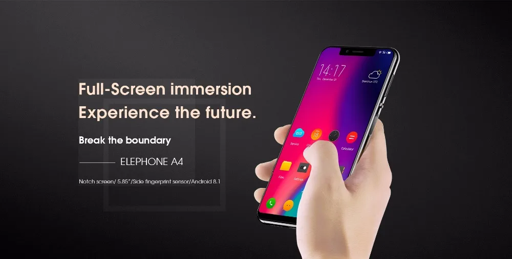 Elephone A4 5,85 ''HD+ 19:9 экран смартфон Android 8,1 3 Гб 16 Гб MT6739 четырехъядерный мобильный телефон 3000 мАч отпечатков пальцев сотовые телефоны