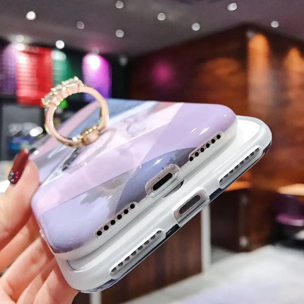 Мрамор с перстень украшенный бриллиантами для iphone 6 P S 6SP 7 8 X XS MAX XR чехол телефона |
