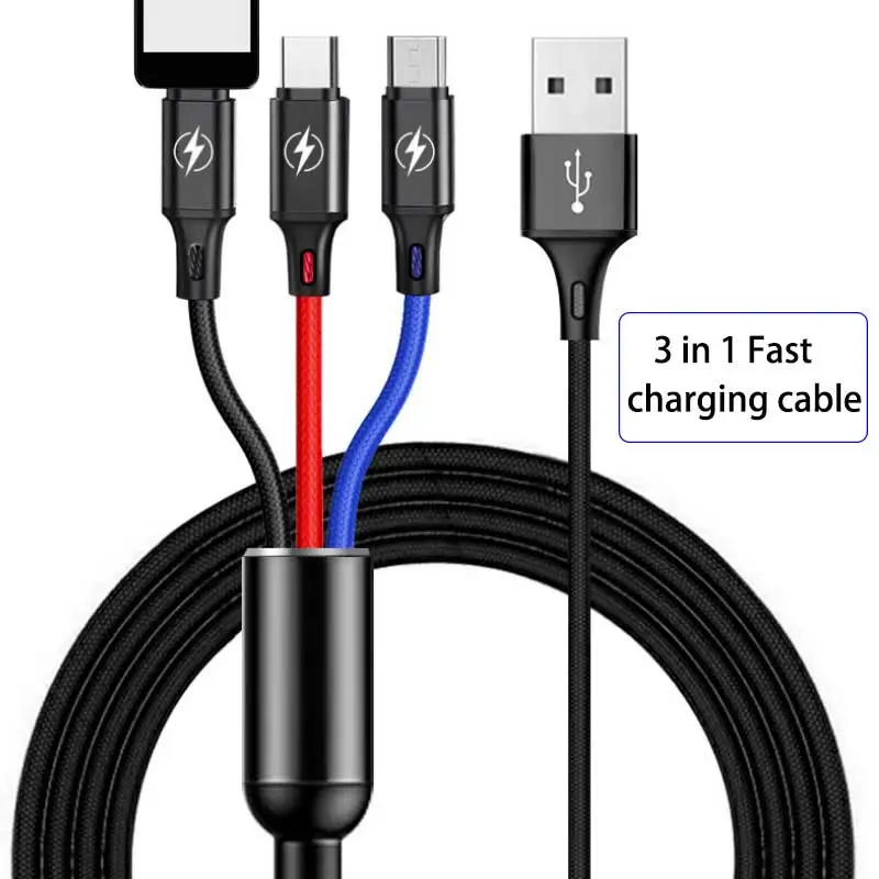 Новый зарядный usb кабель для samsung huawei type c быстрой зарядки xiaomi oneplus 3 в 1 micro oppo nokia