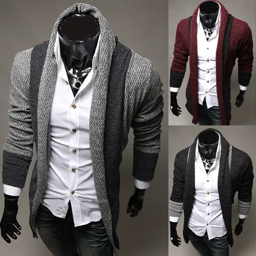 2018 Новые мужские модные Черный серый цвет вязаная высокое качество мужской