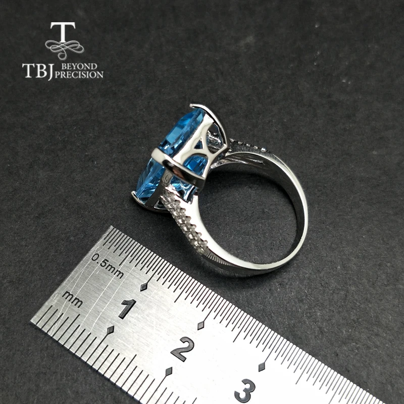 Женское кольцо с натуральным синим топазом TBJ большое драгоценным камнем 13 2