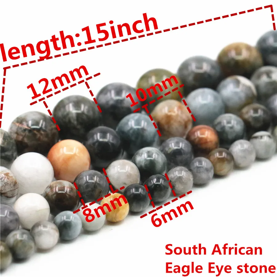 Round 6mm 8mm 10mm 12mm Gray South African Eagle Eye Stone Necklace Beads DIY Fashion Jewelry Making Design Gift | Украшения и