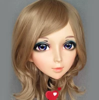 ying 5female sweet girl resin half head kigurumi bjd eyes crossdress cosplay japanese anime role lolita mask with eyes and wig
