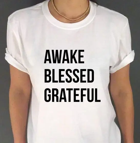 Проснулся BLESSED благодарен с принтом в виде букв женские рубашки для мальчиков
