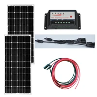 placa solar 100w 12v 2pcs solar set 200w solar charge controller 12v24v 10a caravan car camp rv motorhome batterie solaire