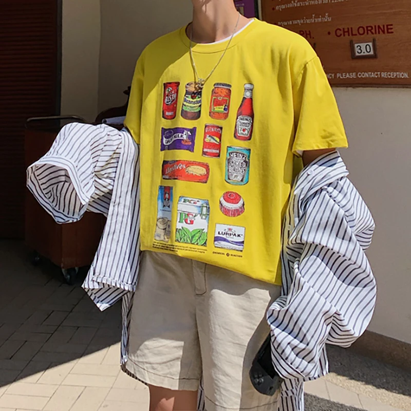 Короткий рукав Забавный хлопок негабаритных футболка для мужчин белый 5xl Harajuku