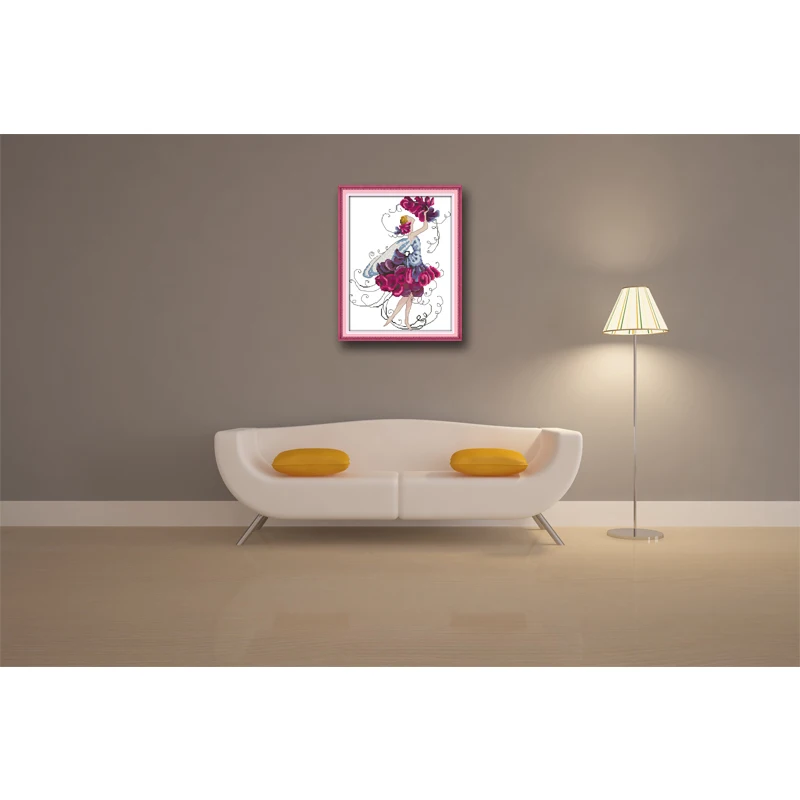 Cockscomb Фея красивая девушка Декор Картина Счетный принт на холсте DMC 14CT 11CT вышивка