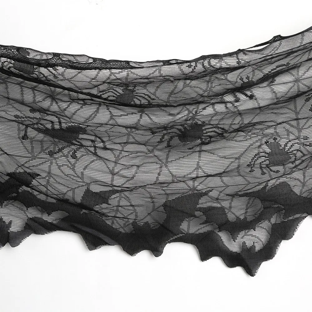 1 шт. украшение на Хэллоуин Черное кружево паутина камин накидка шарф занавески