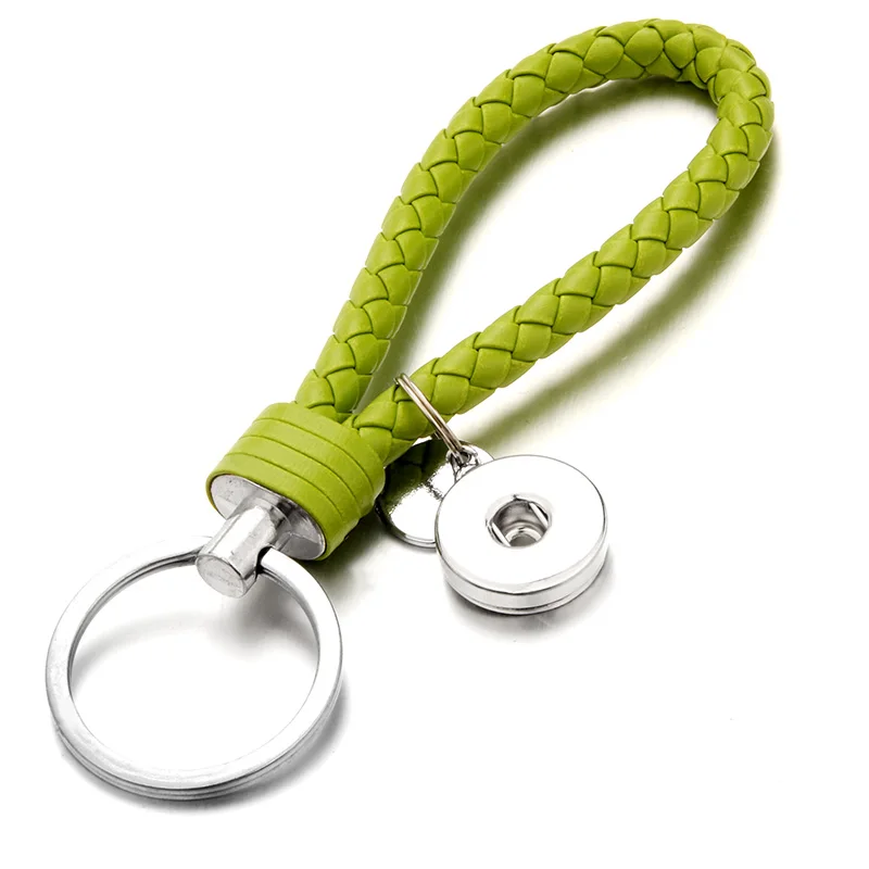 

Hot Sale Top Popular Fashion Weave PU Leather Key Chains 18mm Snap Button Keychain Jewelry For Men Women 13 Colors Key rings