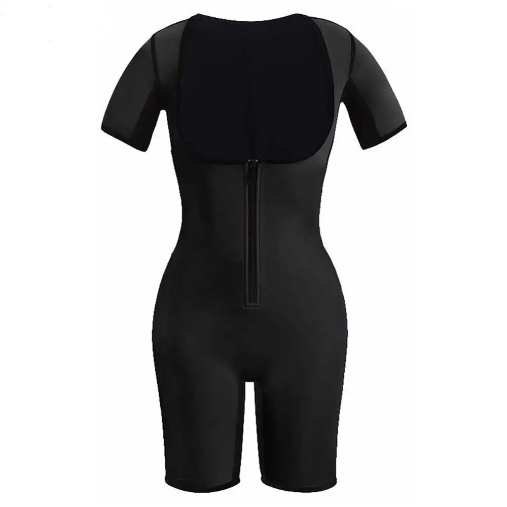 Black HEXIN женский полный боди контроль животика неопреновый формирователь тела пот Эластичный открытый бюст молния сауна для похудения тренировки талии тренер - Цвет: Black