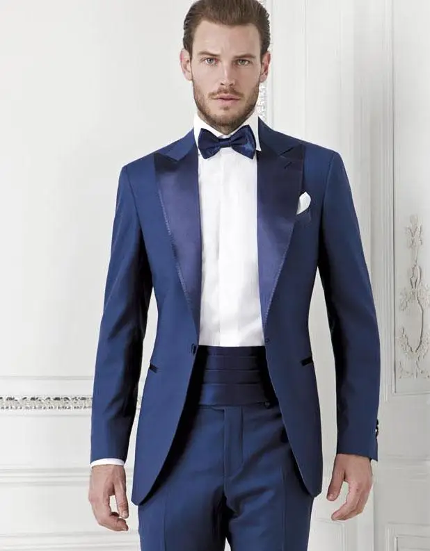 

Handsome Mens Suits Groom Tuxedos Groomsmen Wedding Party Dinner Best Man Suits Blazer (Jacket+Pants+Girdle+Tie) NO:368