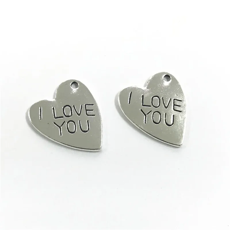 

10 шт./лот 19*22 мм Подвески с надписью «I Love You Heart», подвески с надписью Love, Подвески для изготовления ювелирных изделий