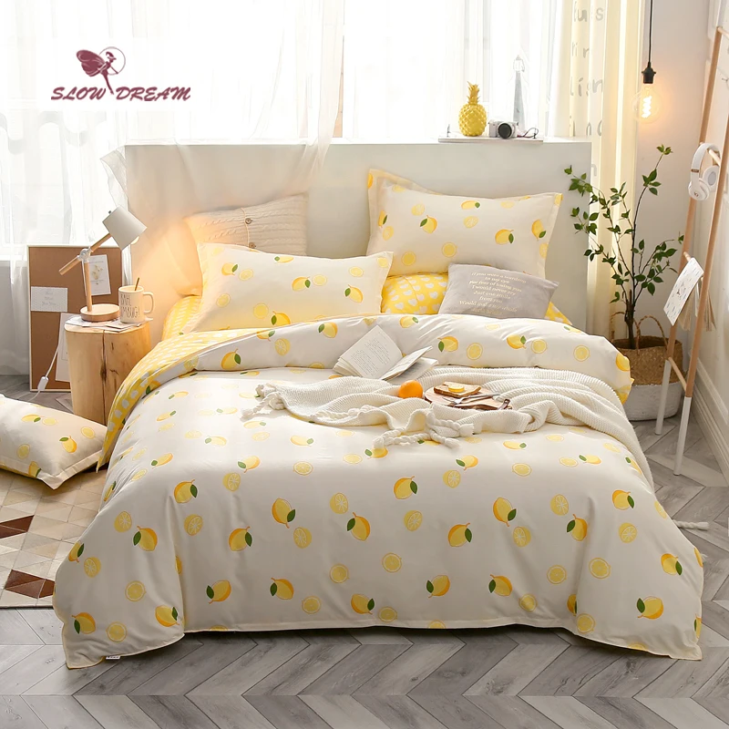 Комплект постельного белья с изображением лимона из мультфильма медленная мечта