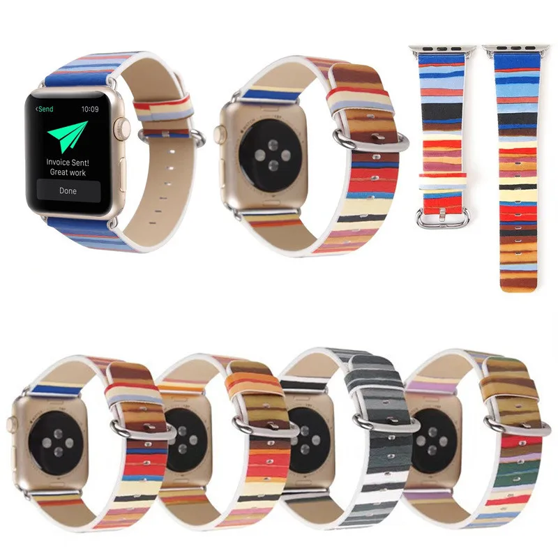 Модные кожаные часы iWatch Apple 38 мм 42 мм для мужчин и женщин спортивный браслет для ремня Замена мужской t браслет для iWatch Народно-пользовательский стиль