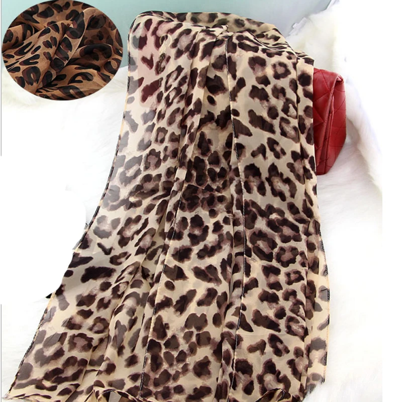 Женский шелковый шарф с леопардовым принтом Осенний мусульманский больших