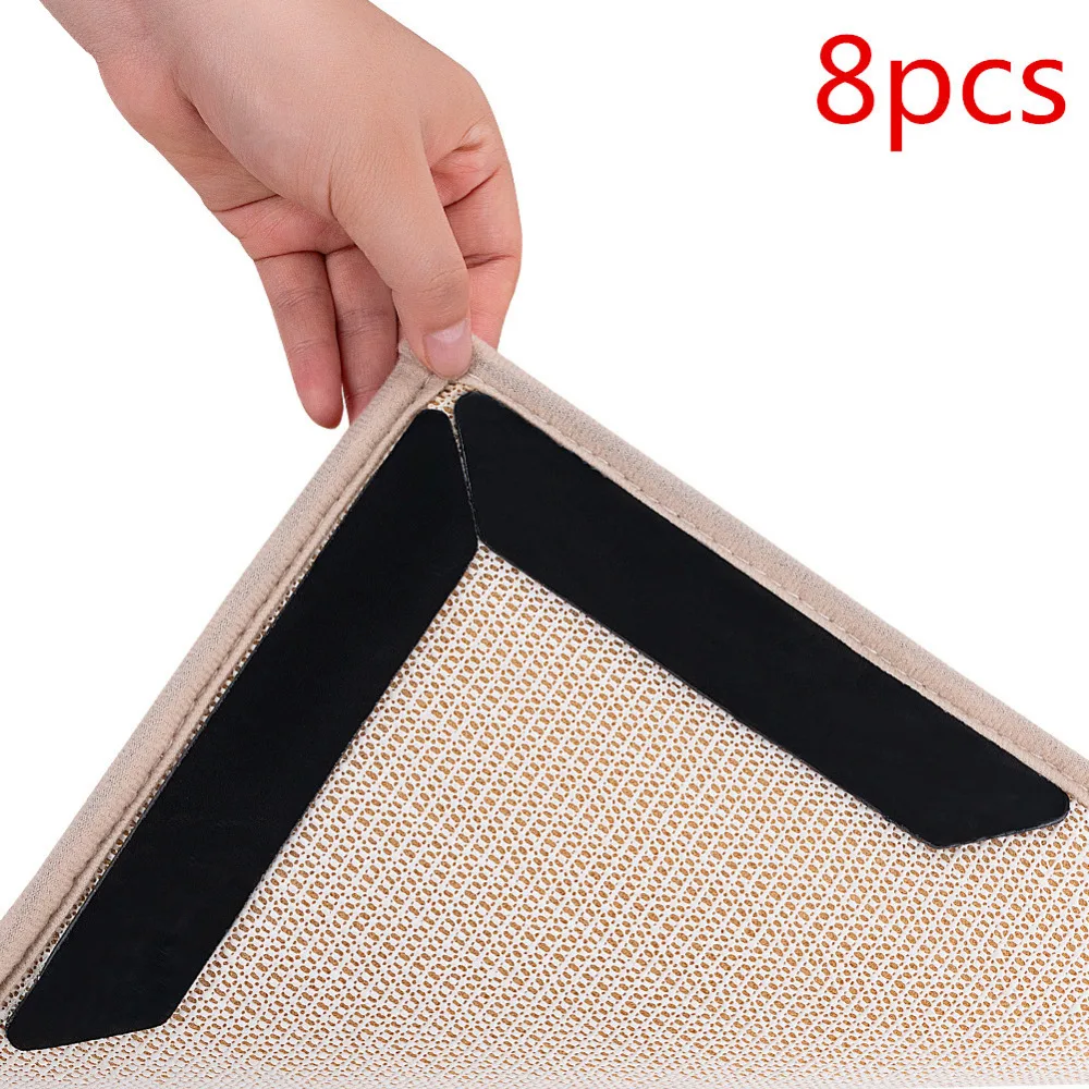 8PCS Reusable Washable Rug Grippers Carpet Mat Non Slip Anti Curling Grip Mat Pad For Home Living Room Bedroom