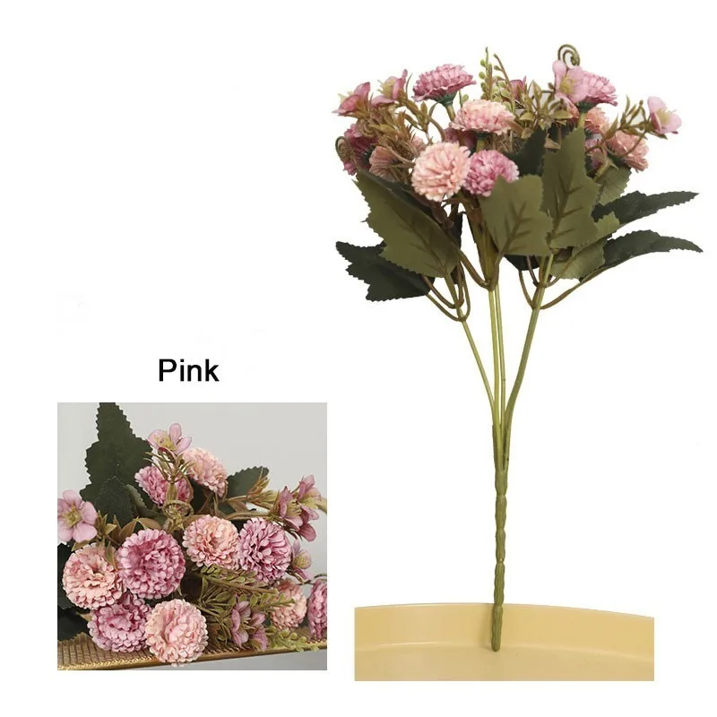 Pink Dream House DH искусственные шелковые цветы гвоздики невесты Свадебный букет матери подарок на день Настольный горшок украшения сада - Цвет: Pink