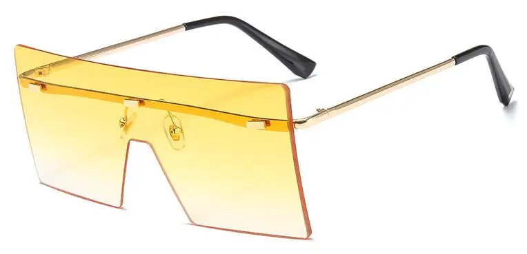 C7 yellow Большие очки с плоским верхом модные брендовые дизайнерские женские негабаритные Квадратные Солнцезащитные очки градиентные синие розовые оттенки Lunette De Soleil - Цвет линз: C7 yellow