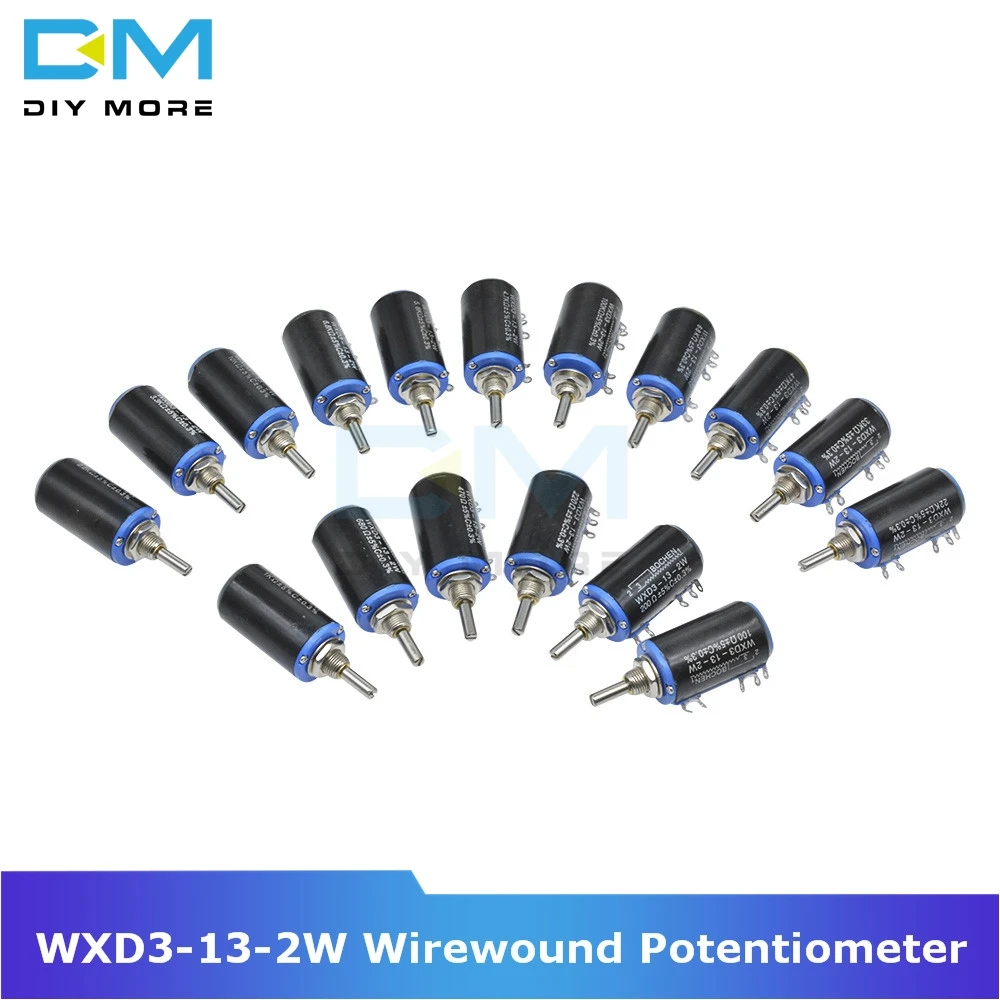 

Diymore WXD3-13-2W Wirewound Potentiometer Resistance Ohm 10 Turns Linear Rotary Potentiometer 5% +5% -5% Electronic Diy