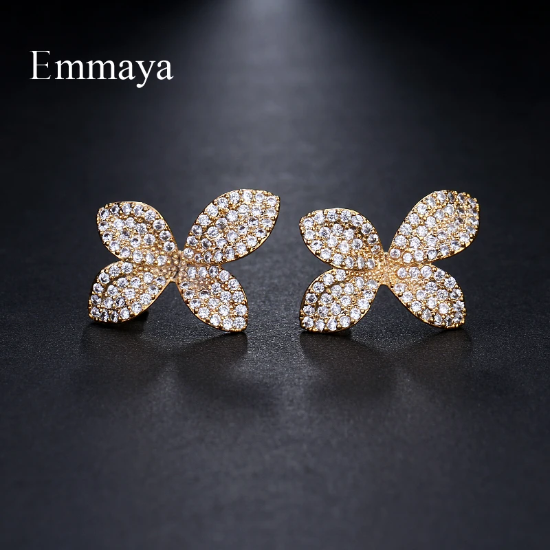 Серьги Emmaya женские модные оригинальные растения AAA белый кубический цирконий