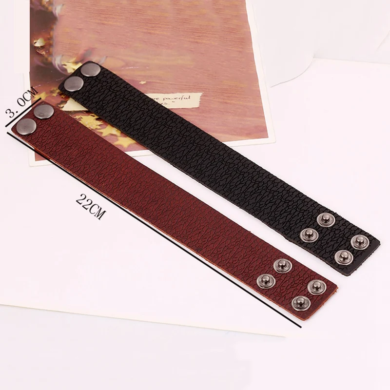Vintage Genuine Leather Bracelet For Men Women Brown Black Wide Cuff Bangles Male Fashion Jewelry Textured Design Pulseiras Gift | Украшения