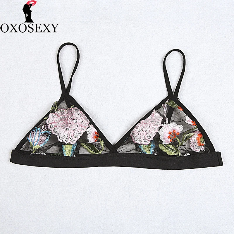 Высококачественный бюстгальтер с вышивкой из пряжи черный комплект бикини