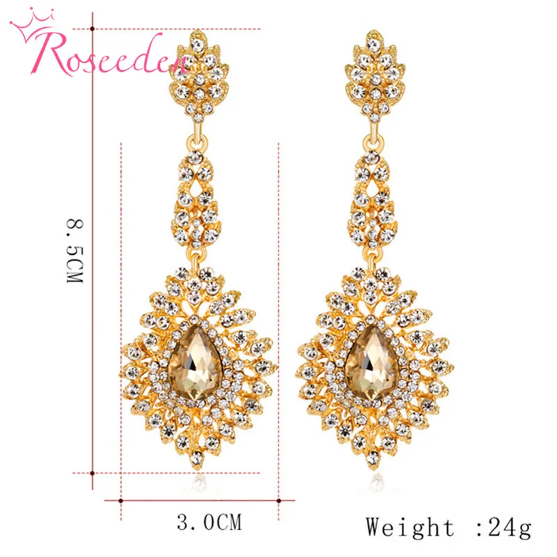 

New Arrival Luxury Long Tear-Drop Wedding Earrings With Shining Bridal Women Wedding Party Jewelry RE3128