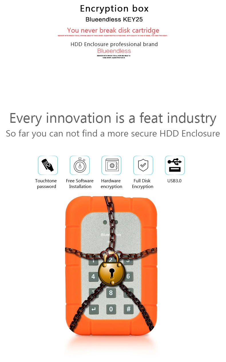 blueendless key25 клавиатуры 1 ТБ жесткие диски HDD SATA USB 3.0 High Скорость противоударный Шифрование Тетрадь мобильный жесткий диск