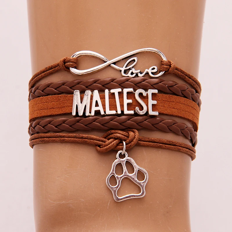 Браслет Infinity love Maltese для собак и домашних животных амулет лапа кожаный браслет