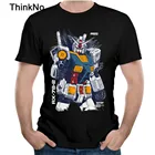 Мужская футболка Gundam из 100% хлопка с коротким рукавом и круглым вырезом