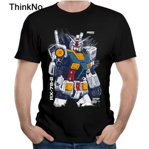 Мужская футболка Gundam из 100% хлопка с коротким рукавом и круглым вырезом