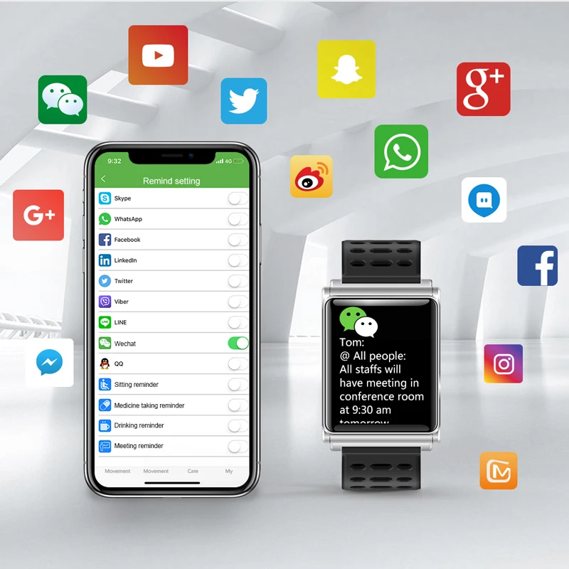Умные часы с Bluetooth умные для телефона Android тонкий светодиодный цифровой сенсорный