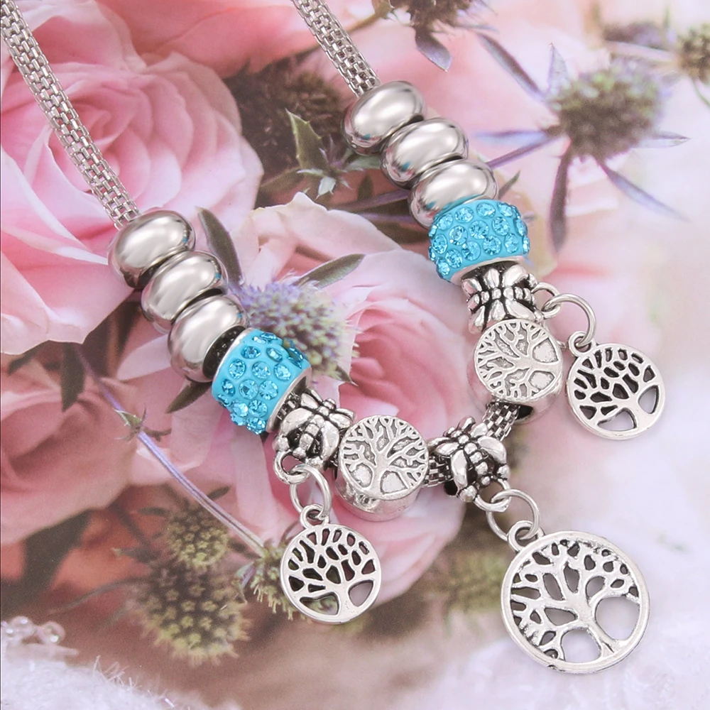 6 colors optional Antique Original Tree Of Life Charm Necklace For Women Glass Beads Brand Sweater chain &amp DIY Jewelry |