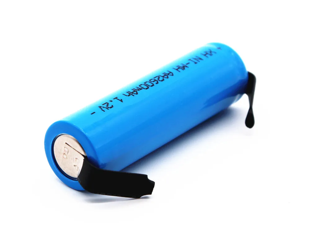 /lote 1,2 V AA батарея 2600 MAH 2A Ni-MH Ni MH синяя ракушка с вкладками шпильки для Philips Электробритва Braun инструмент кисти