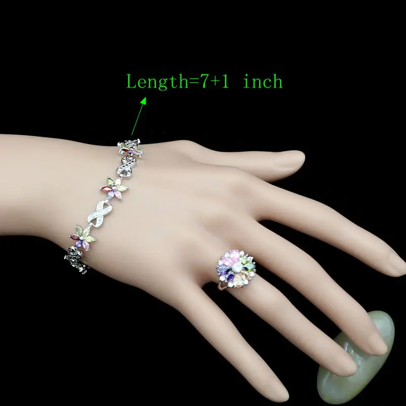 Серебро 925 наборы свадебных украшений для женщин Разноцветные