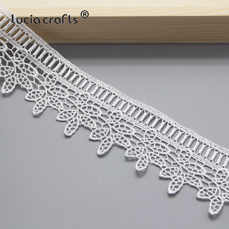 Lucia crafts 2y/lot много вариантов Белый цветок Вышивка Кружева Лента Ткань для шитья DIY материалы ручной работы аксессуары N0601